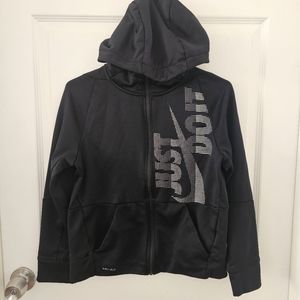 NIKE Jacket Full Zip Hoodie Size L Boys Color Black Just Do It
